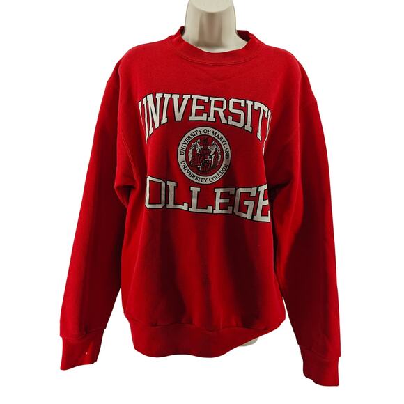 Vintage Jansport University of Maryland Pullover Sweatshirt Red White Size Large - Picture 1 of 5